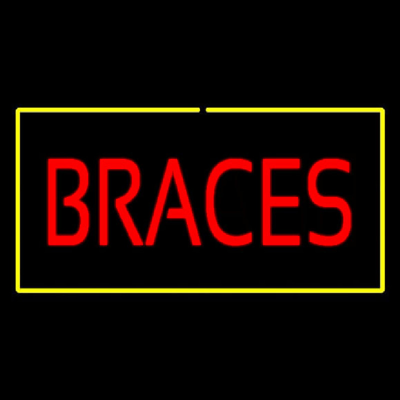 Red Braces Yellow Border Neon Sign