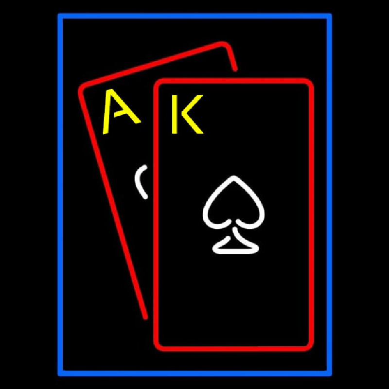 Red Cards Tarot Blue Border Neon Sign