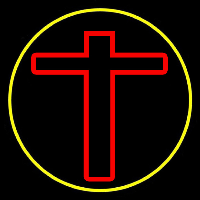 Red Christian Cross Neon Sign