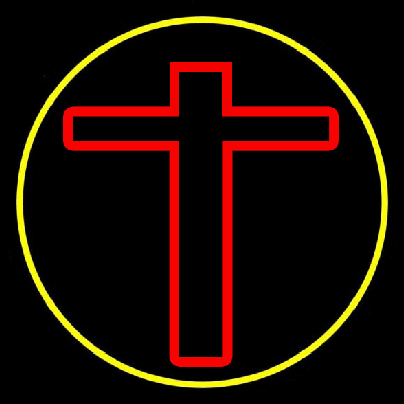 Red Christian Cross Neon Sign
