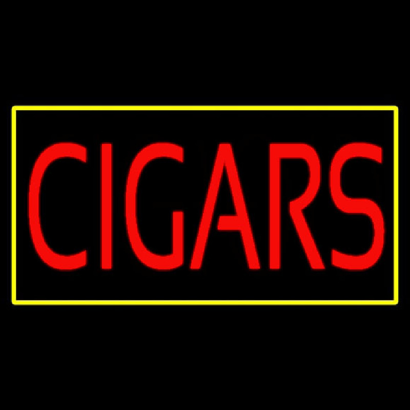 Red Cigars With Yellow Border Neon Sign