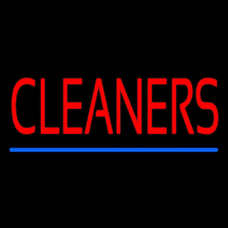 Red Cleaners Blue Line Neon Sign