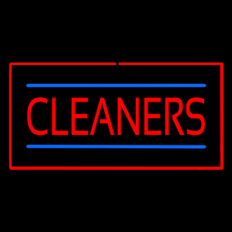 Red Cleaners Blue Lines Red Border Neon Sign