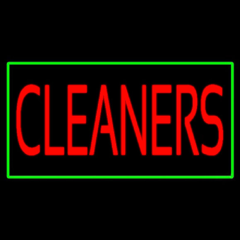 Red Cleaners Green Border Neon Sign