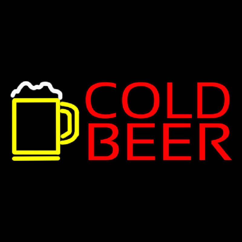 Red Cold Beer With Yellow Mug Neon Sign