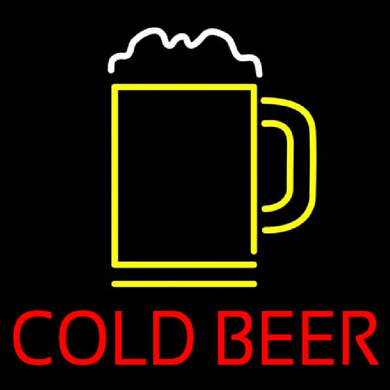 Red Cold Beer With Yellow Mug Real Neon Glass Tube Neon Sign