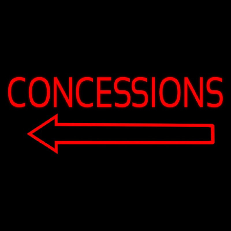 Red Concessions With Arrow Neon Sign