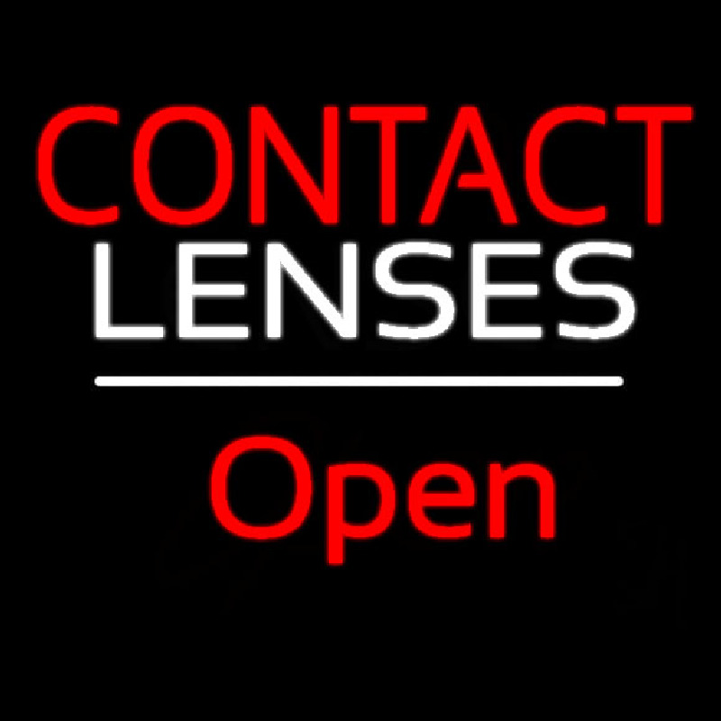 Red Contact Lenses Open White Line Neon Sign