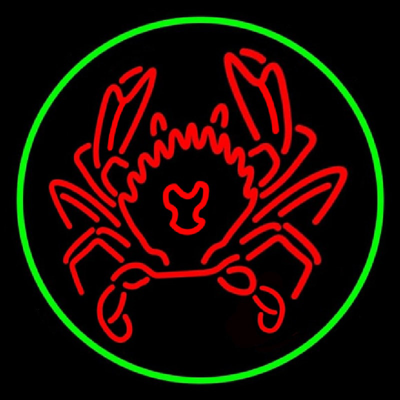 Red Crab Green Circle Neon Sign