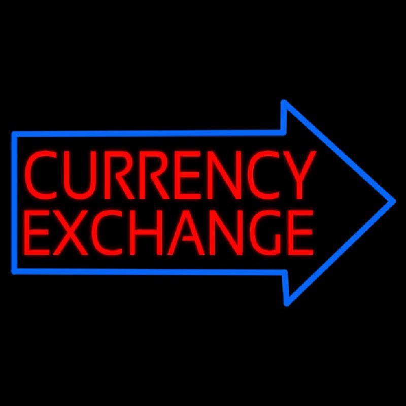 Red Currency E change With Arrow Neon Sign