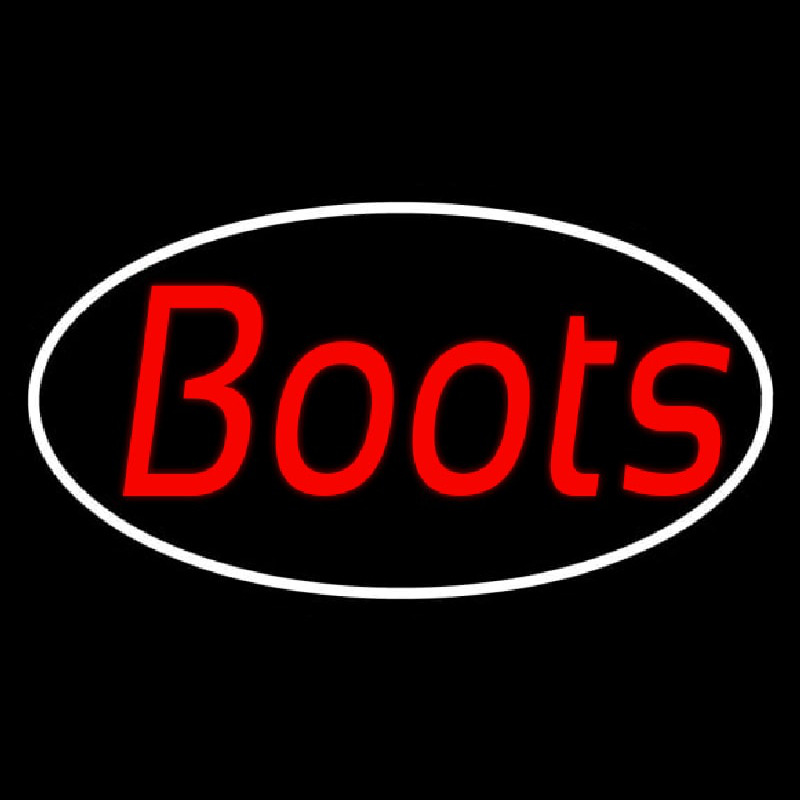 Red Cursive Boots Neon Sign