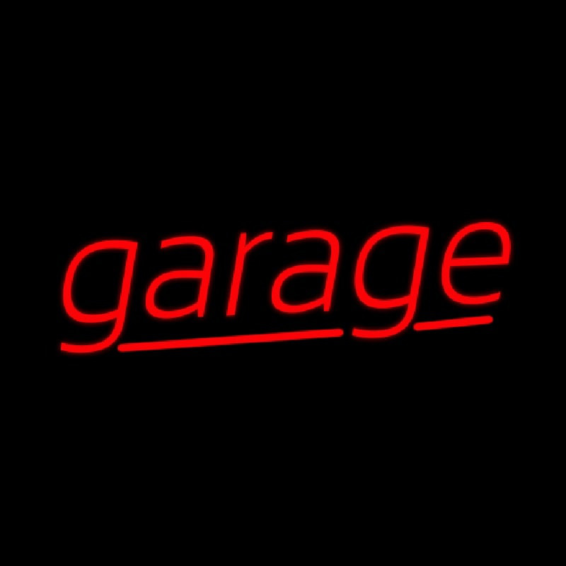 Red Cursive Garage Neon Sign
