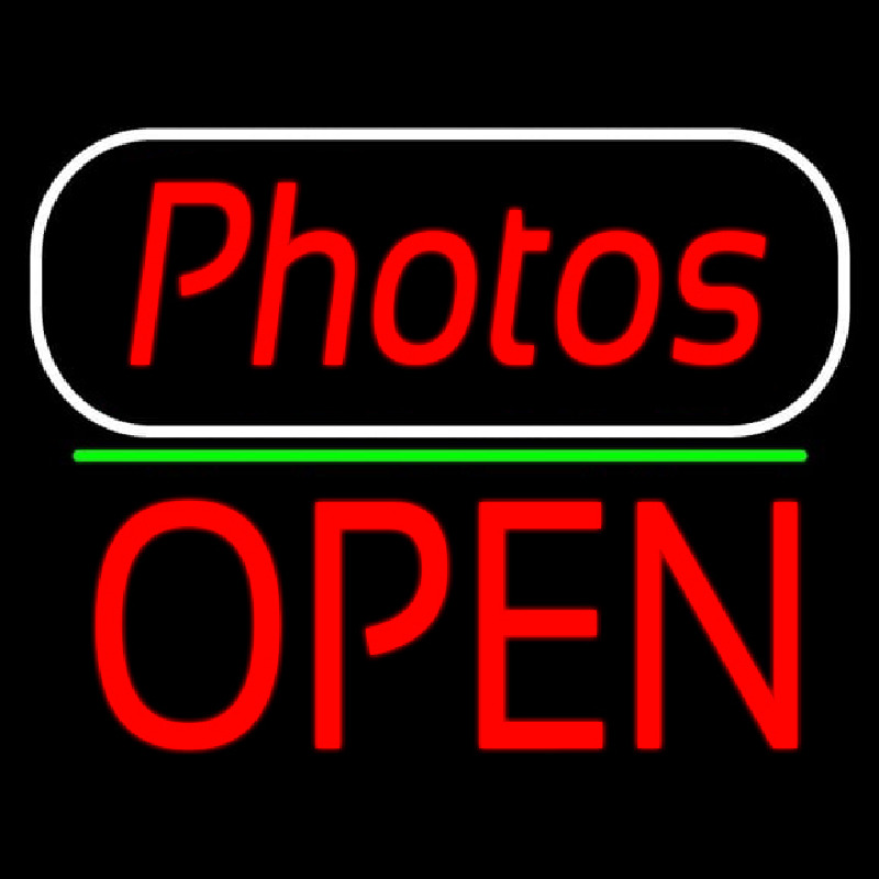 Red Cursive Photos With Open 1 Neon Sign