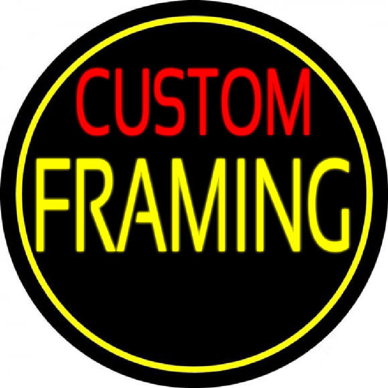 Red Custom Yellow Framing With Circle Neon Sign