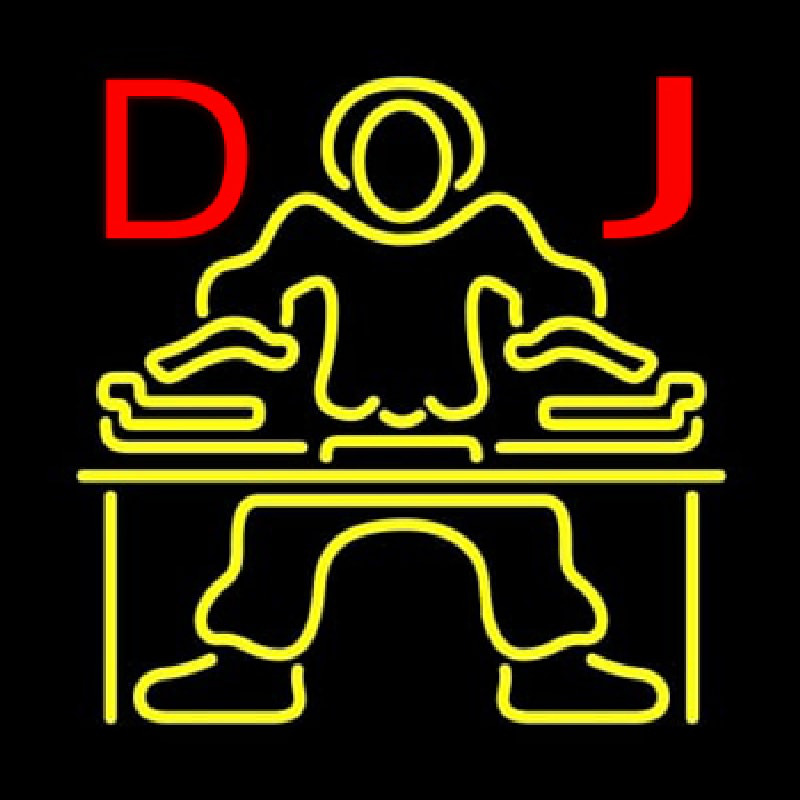 Red DJ Disc Jockey Music Neon Sign