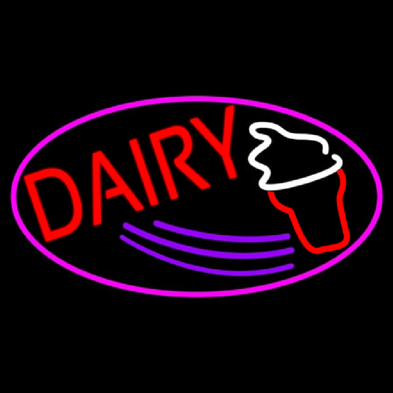 Red Dairy With Oval Neon Sign