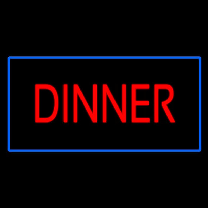 Red Dinner Rectangle Blue Neon Sign