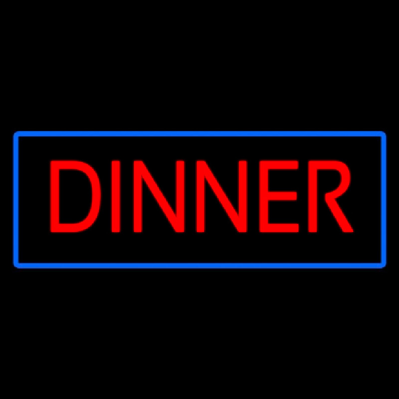 Red Dinner With Blue Border Neon Sign
