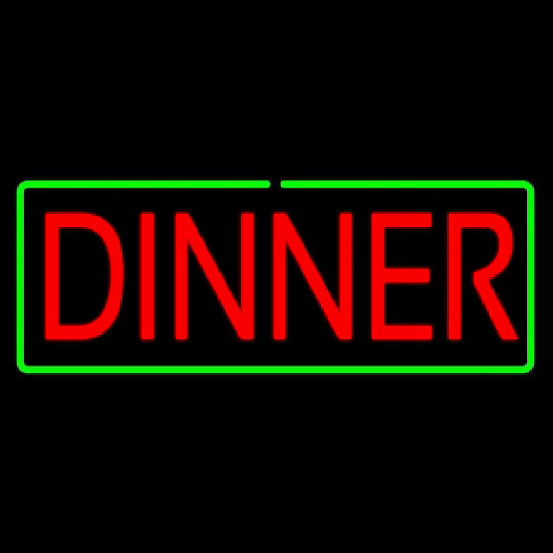 Red Dinner With Green Border Neon Sign