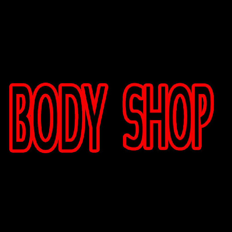 Red Double Stroke Body Shop Neon Sign