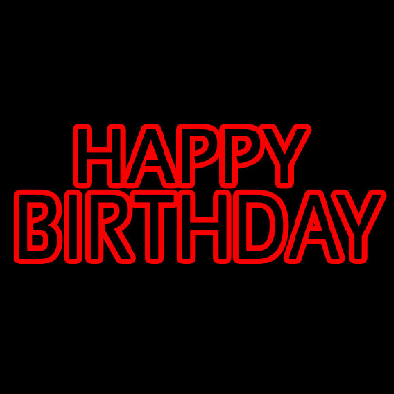 Red Double Stroke Happy Birthday Neon Sign