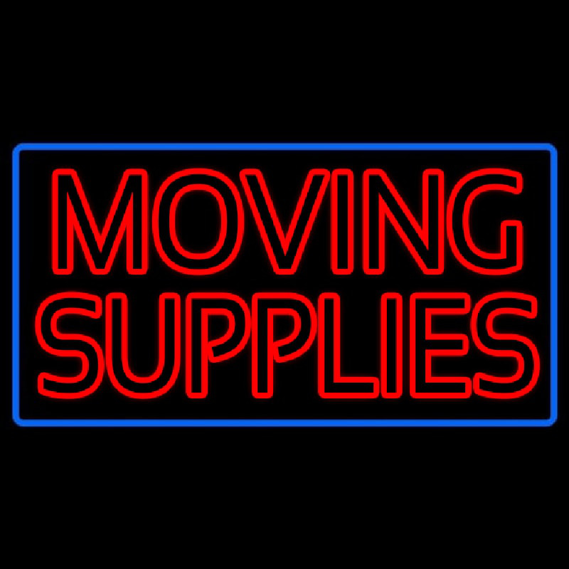 Red Double Stroke Moving Supplies Neon Sign