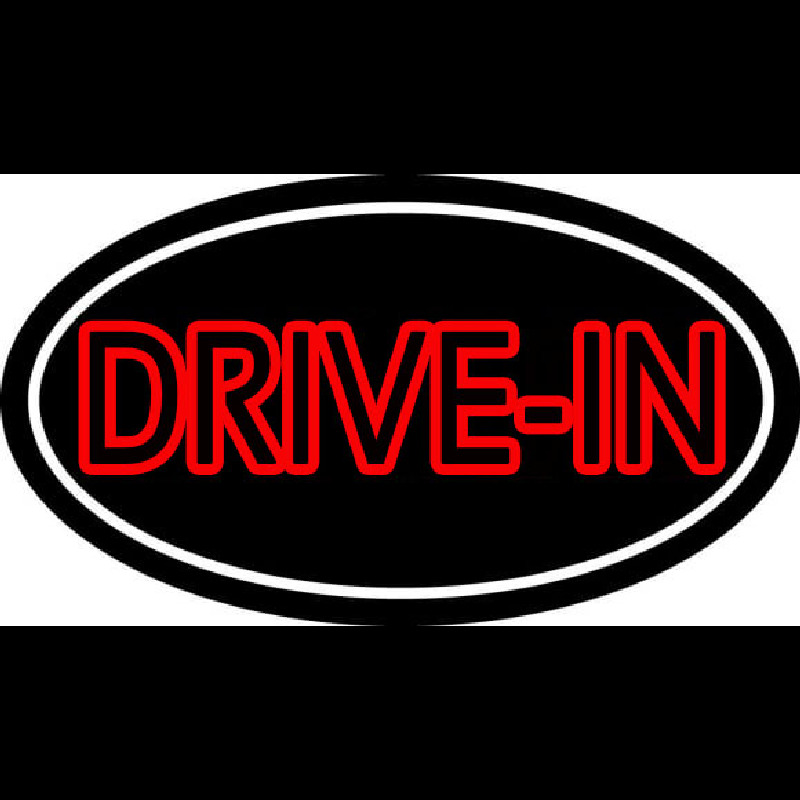 Red Drive In With White Border Neon Sign