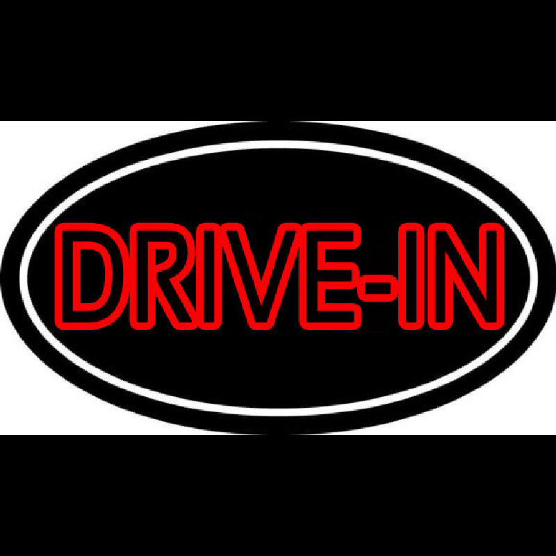 Red Drive In With White Border Neon Sign