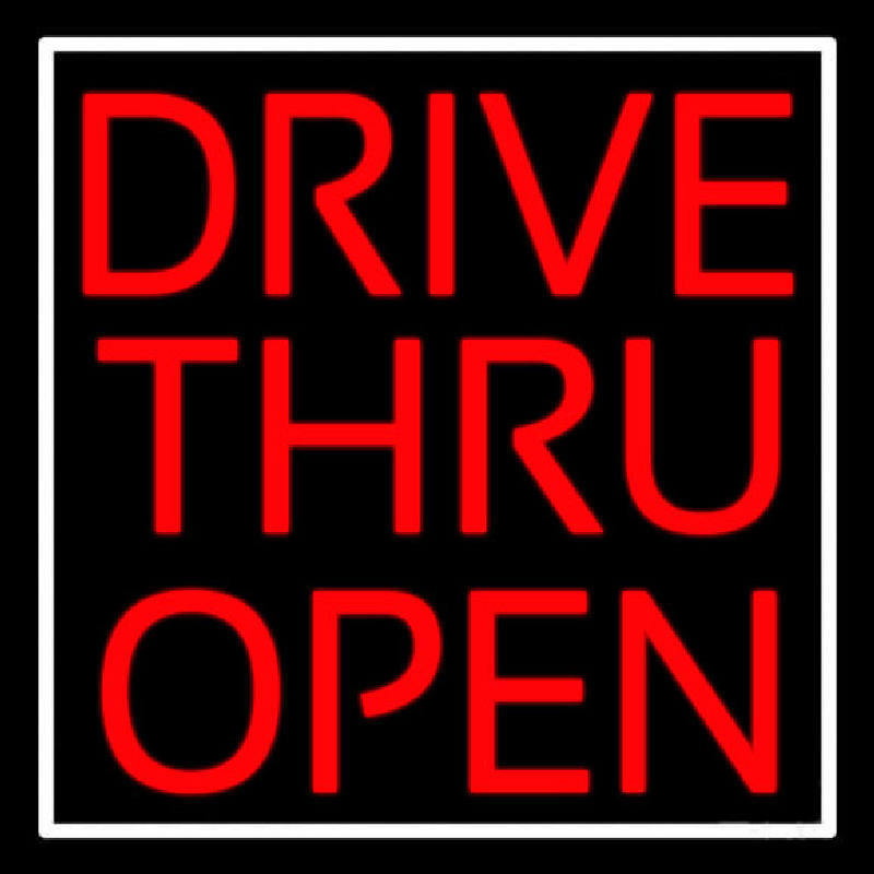 Red Drive Thru Open Neon Sign