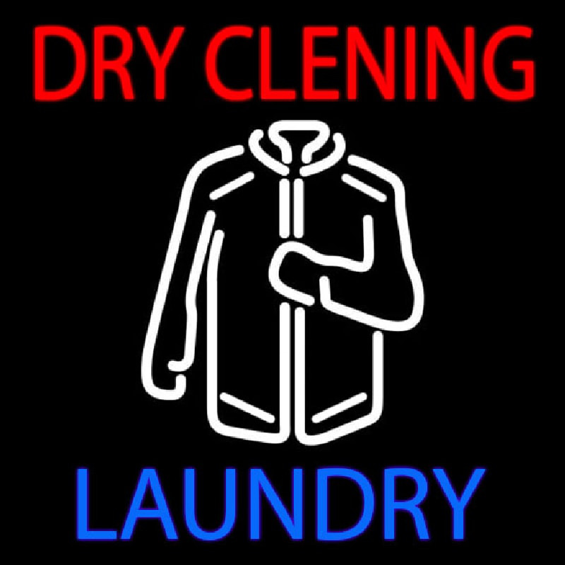 Red Dry Cleaning With Shirt Logo Neon Sign