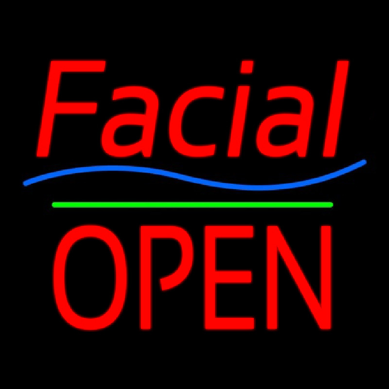 Red Facial Block Open Neon Sign