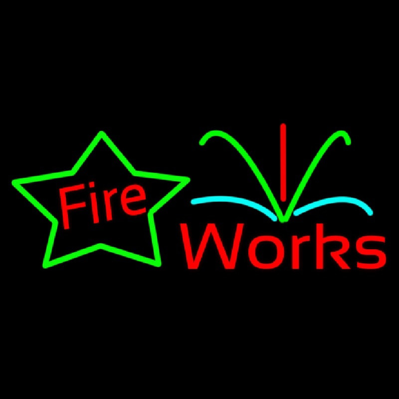 Red Fireworks Block Neon Sign