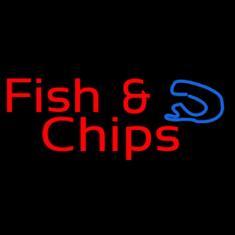 Red Fish And Chips Neon Sign