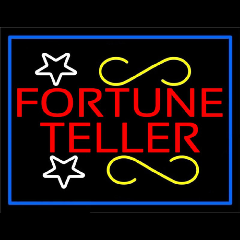 Red Fortune Teller With Blue Border Neon Sign