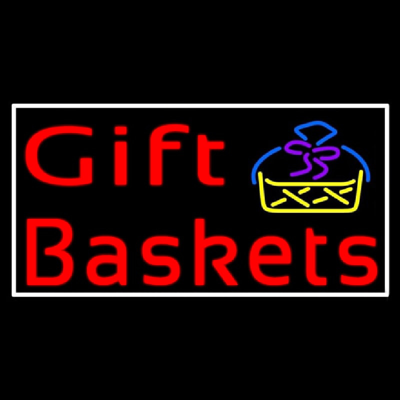 Red Gift Baskets With Logo Neon Sign