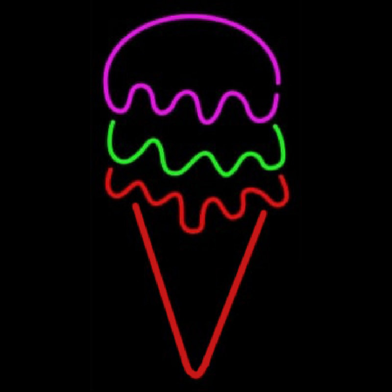 Red Green Ice Cream Cone Neon Sign