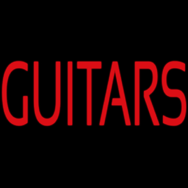 Red Guitar Block Neon Sign