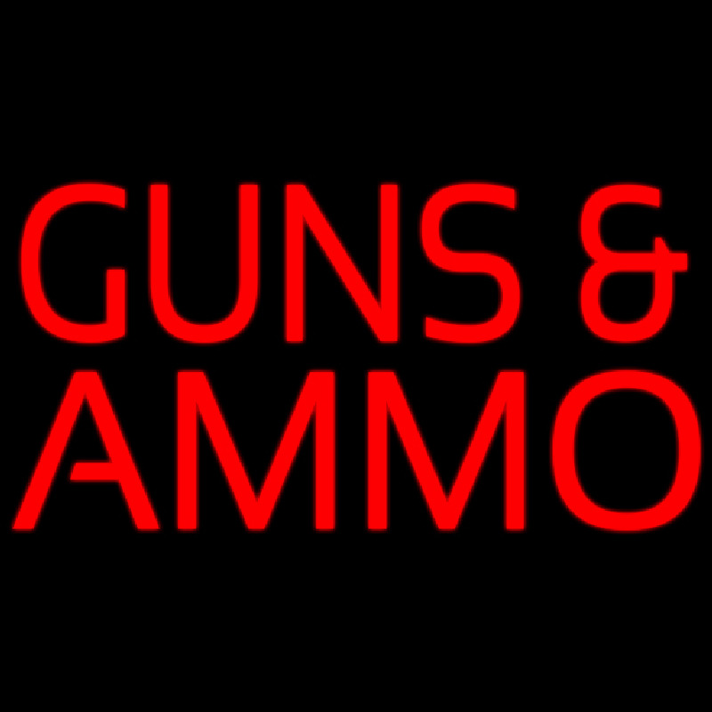 Red Guns And Ammo Block Neon Sign