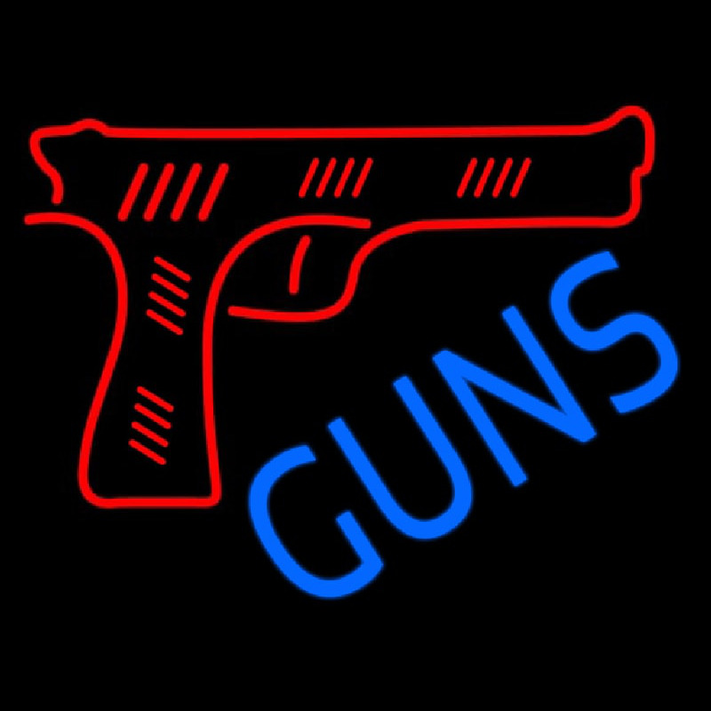 Red Guns Block Neon Sign