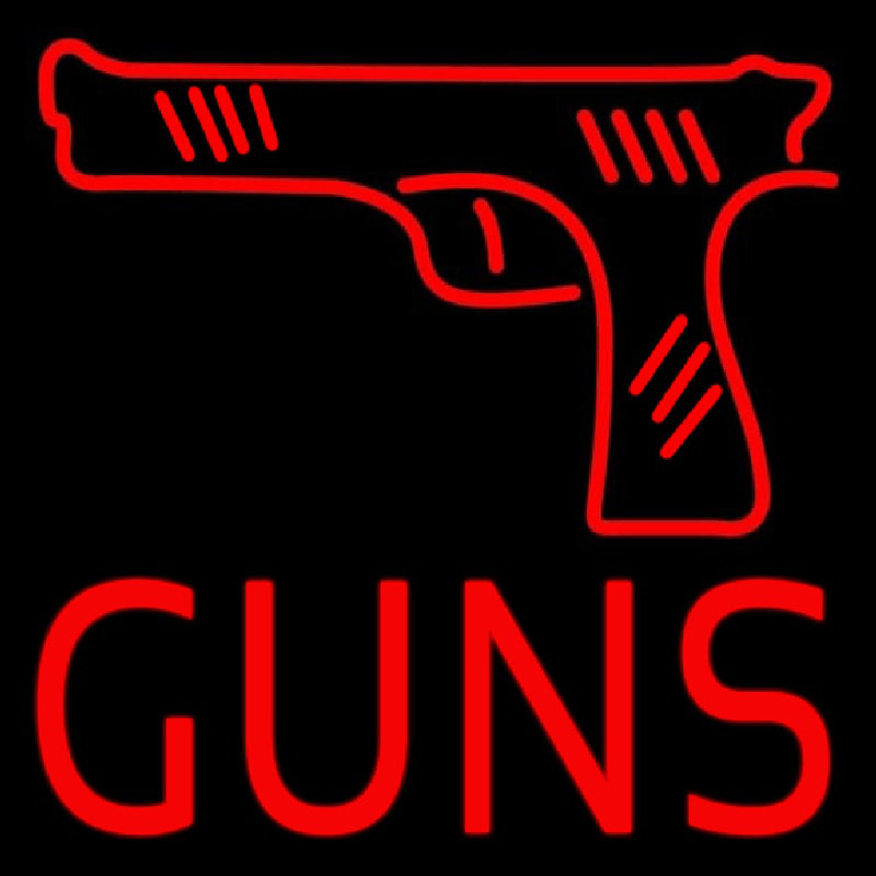 Red Guns Block Neon Sign