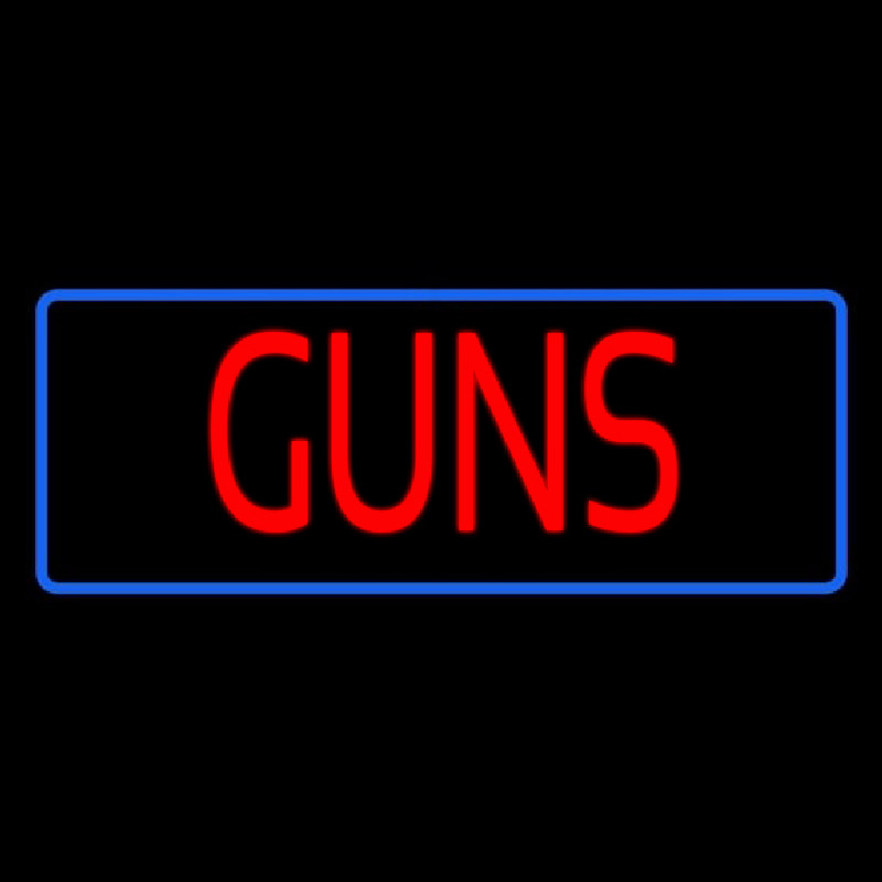 Red Guns Blue Border Neon Sign