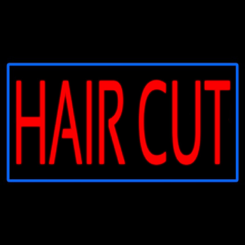 Red Hair Cut With Blue Border Neon Sign