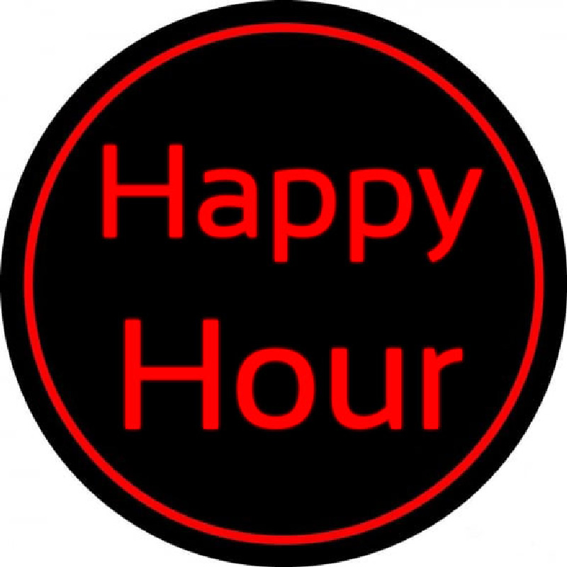 Red Happy Hour Neon Sign