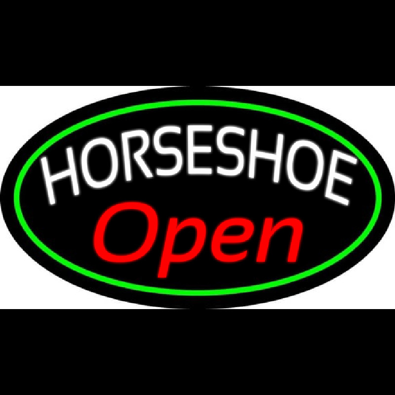 Red Horseshoe Open Neon Sign