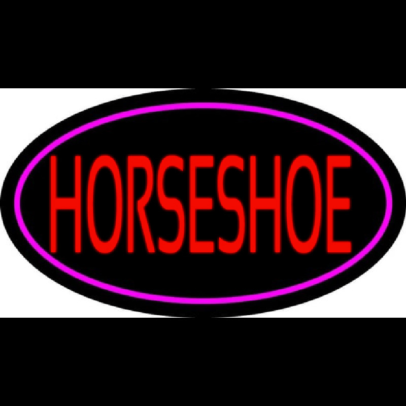 Red Horseshoe With Border Neon Sign