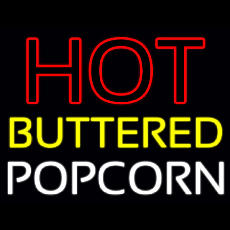 Red Hot Yellow Buttered White Popcorn Neon Sign