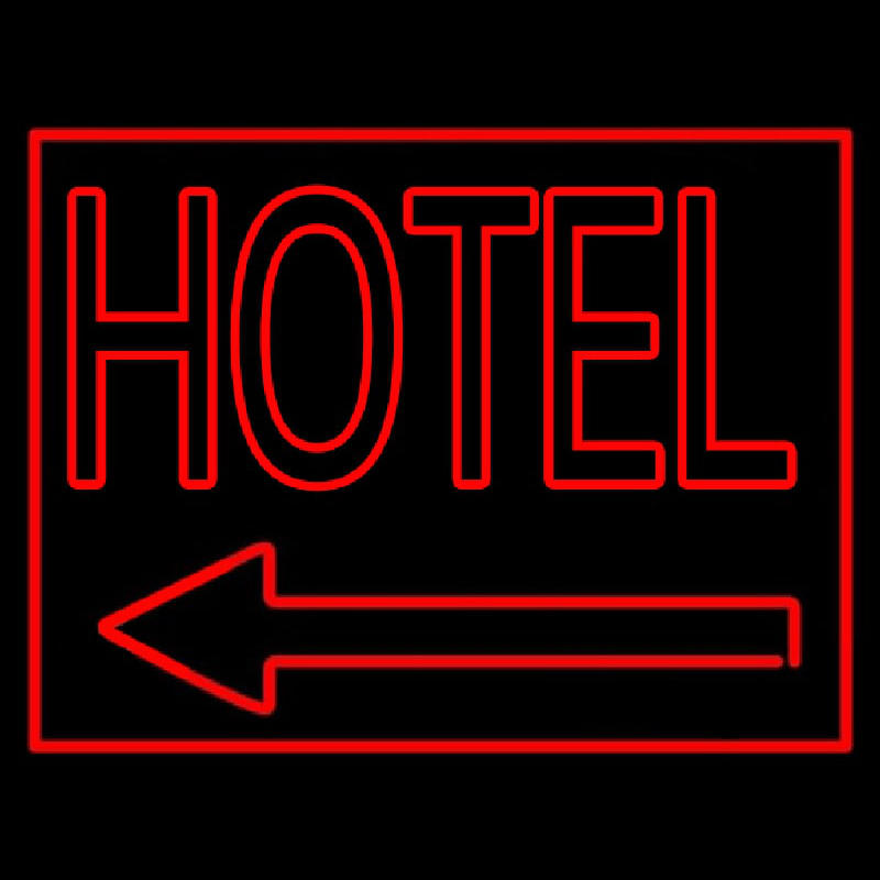 Red Hotel With Arrow Neon Sign