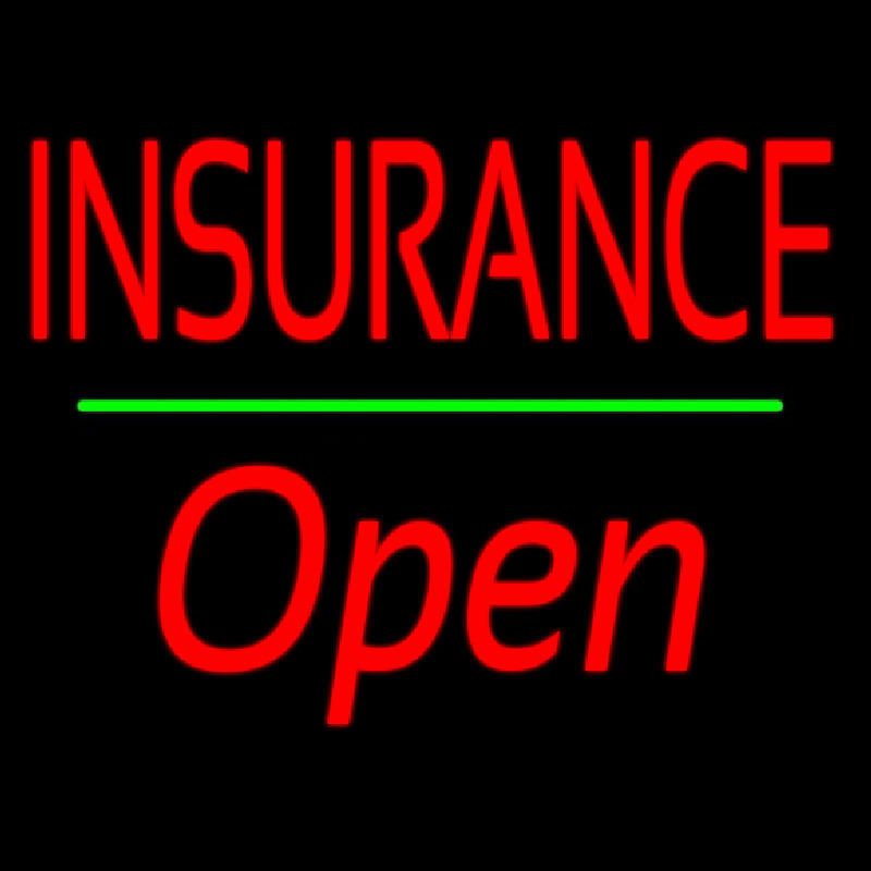 Red Insurance Open Green Line Neon Sign