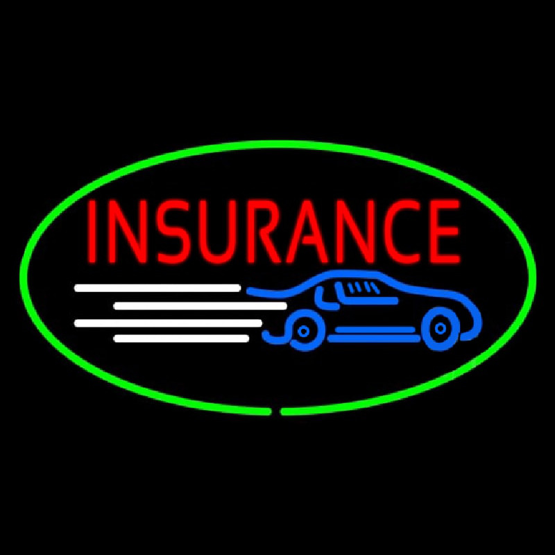 Red Insurance Oval Green Neon Sign