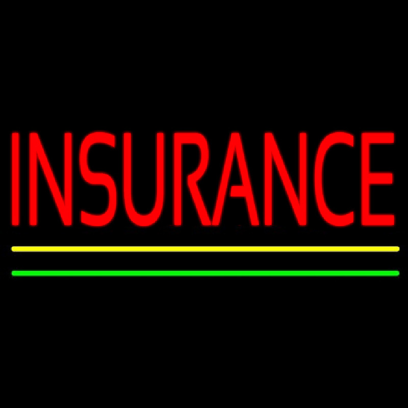 Red Insurance Yellow Green Lines Neon Sign